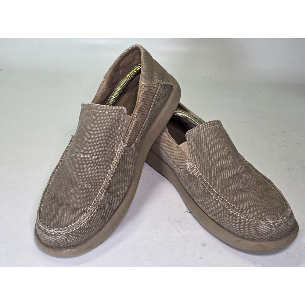Crocs Santa Cruz 2 Luxe Men's Shoes Size 9 Beige Tan Canvas Slip On Loafers - Picture 3 of 11